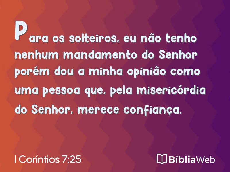 I Coríntios 7:25 em imagem para compartilhar