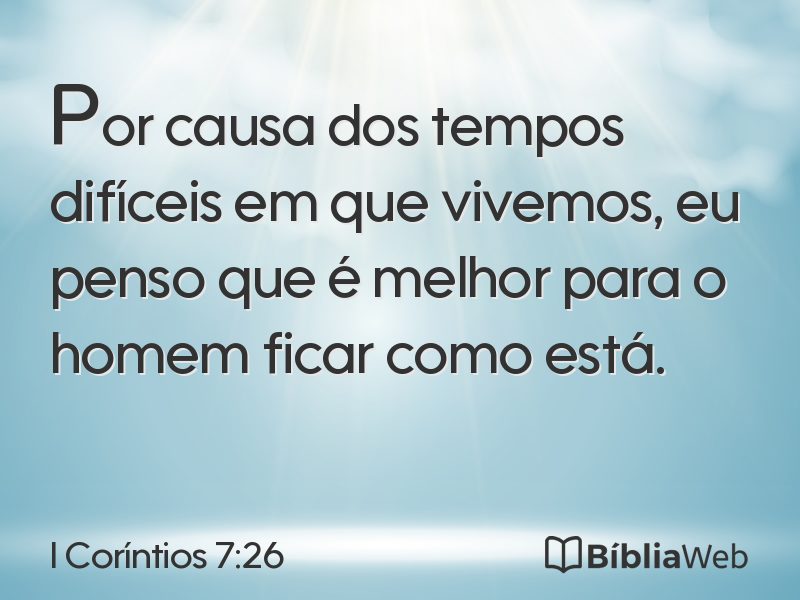 I Coríntios 7:26 em imagem para compartilhar