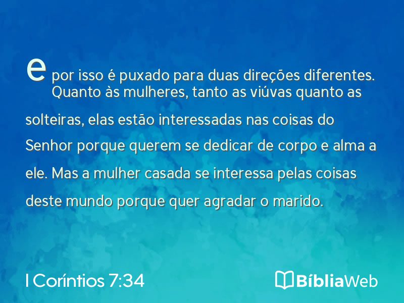 I Coríntios 7:34 em imagem para compartilhar