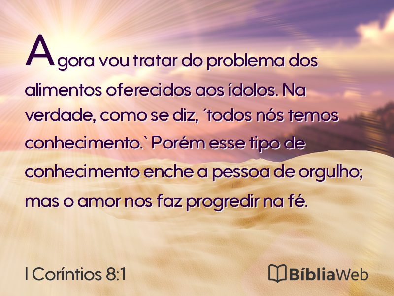 I Coríntios 8:1 em imagem para compartilhar
