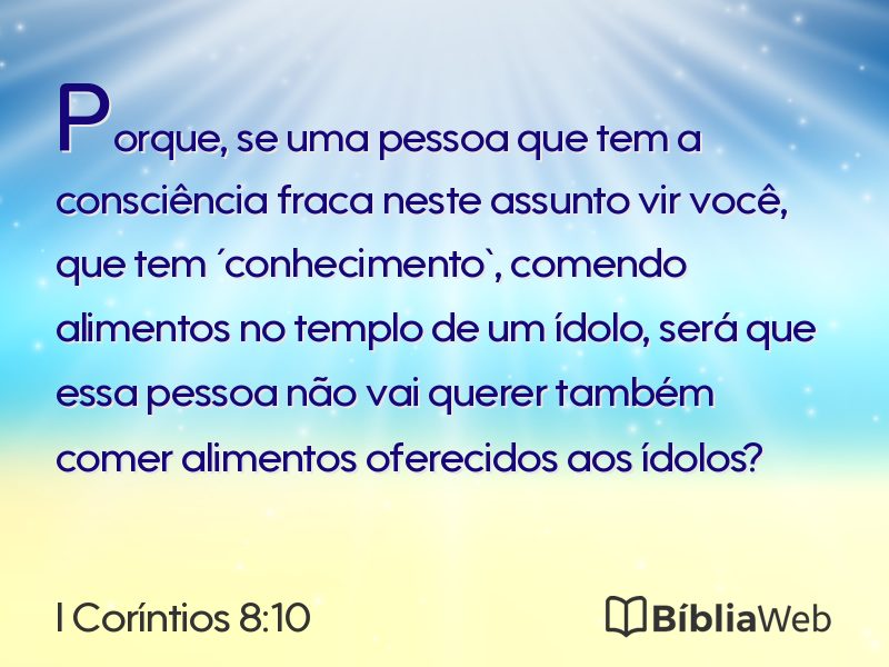 I Coríntios 8:10 em imagem para compartilhar