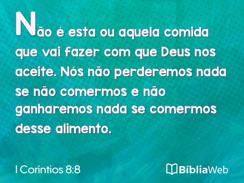 I Coríntios 8:8 em imagem para compartilhar