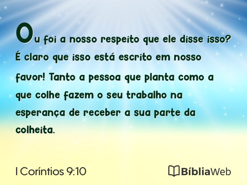 I Coríntios 9:10 em imagem para compartilhar