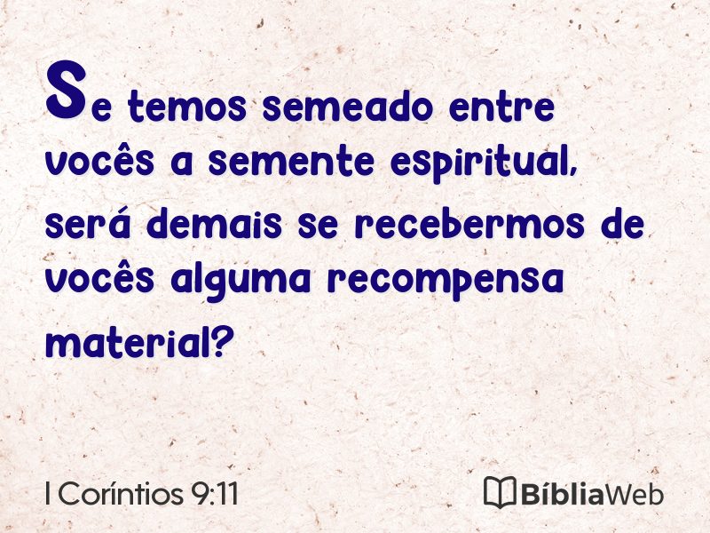 I Coríntios 9:11 em imagem para compartilhar