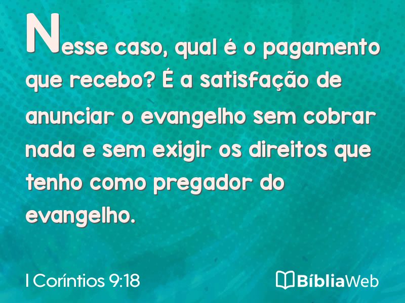 I Coríntios 9:18 em imagem para compartilhar