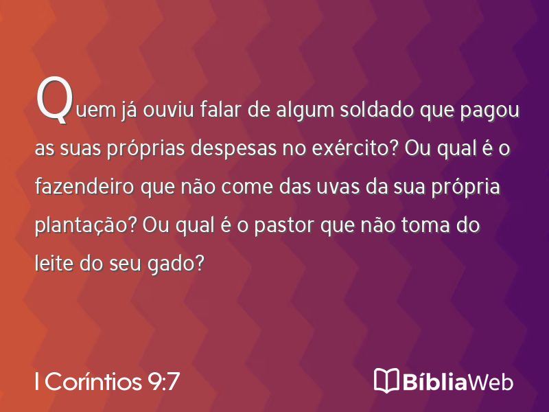 I Coríntios 9:7 em imagem para compartilhar