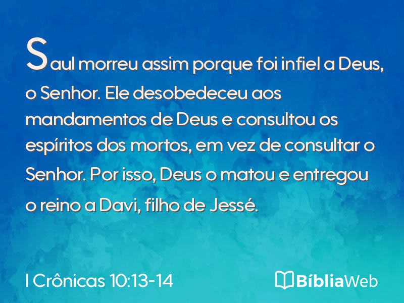 I Crônicas 10:13-14 em imagem para compartilhar