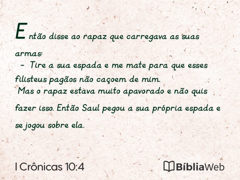 I Crônicas 10:4 em imagem para compartilhar
