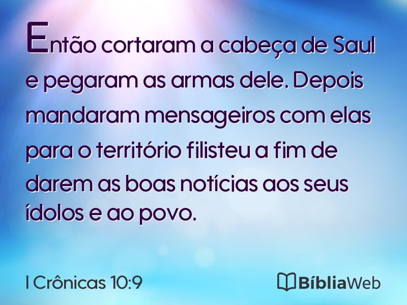 I Crônicas 10:9 em imagem para compartilhar