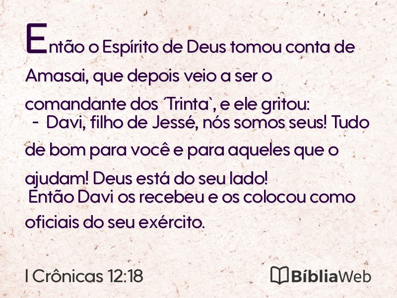 I Crônicas 12:18 em imagem para compartilhar