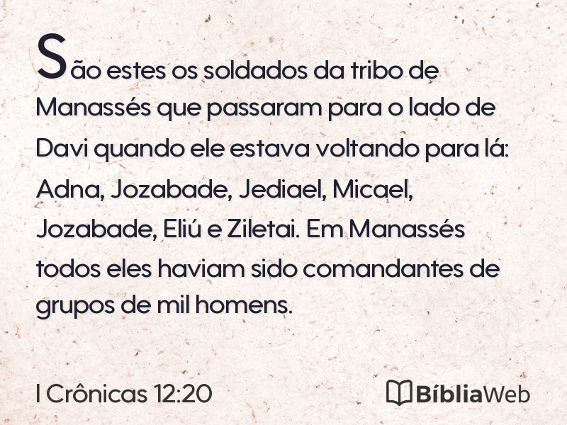 I Crônicas 12:20 em imagem para compartilhar