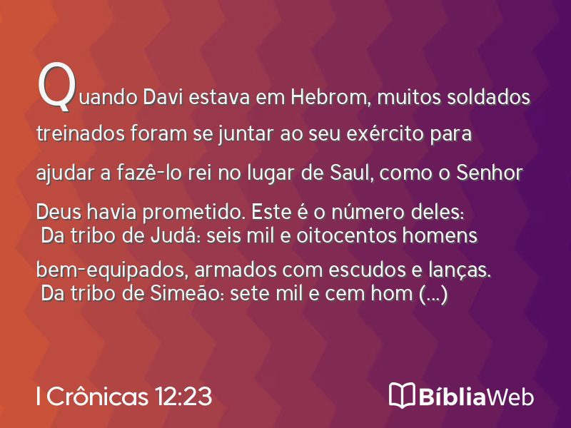 I Crônicas 12:23 em imagem para compartilhar