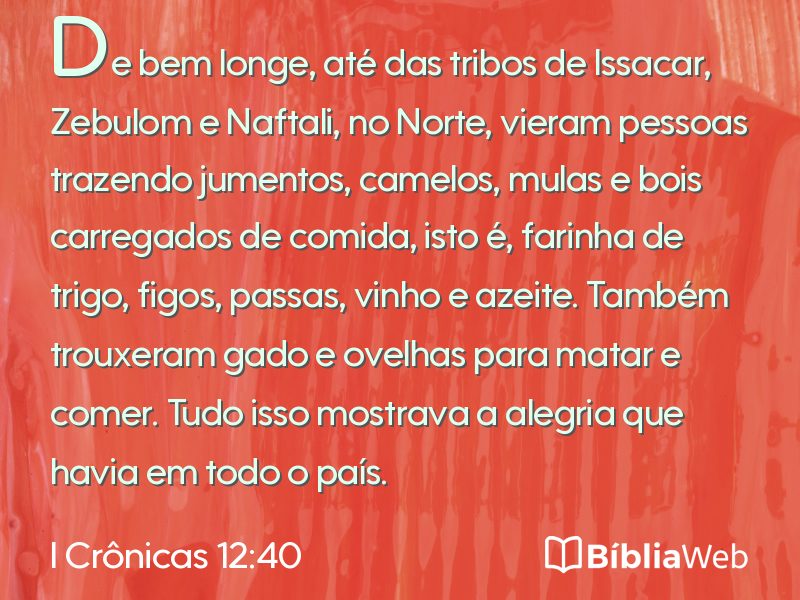I Crônicas 12:40 em imagem para compartilhar