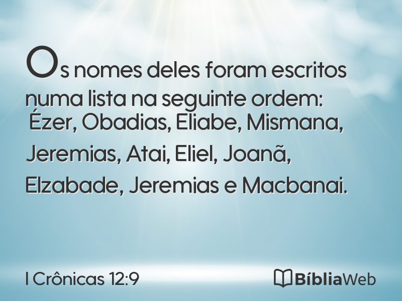I Crônicas 12:9 em imagem para compartilhar