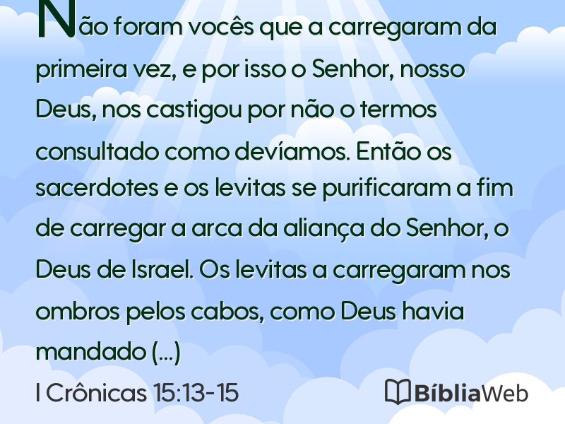 I Crônicas 15:13-15 em imagem para compartilhar