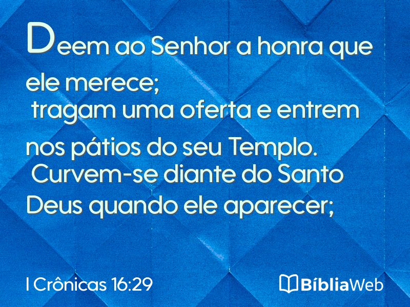 I Crônicas 16:29 em imagem para compartilhar