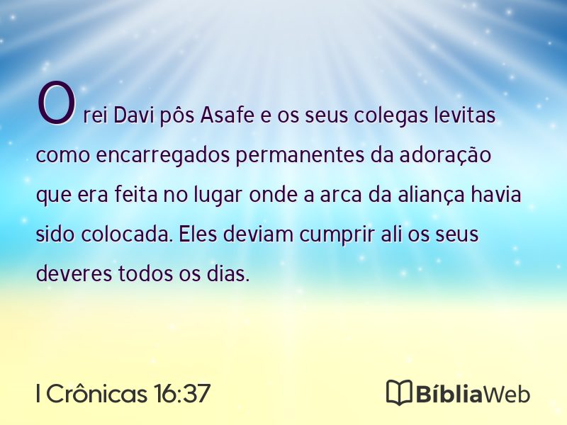 I Crônicas 16:37 em imagem para compartilhar
