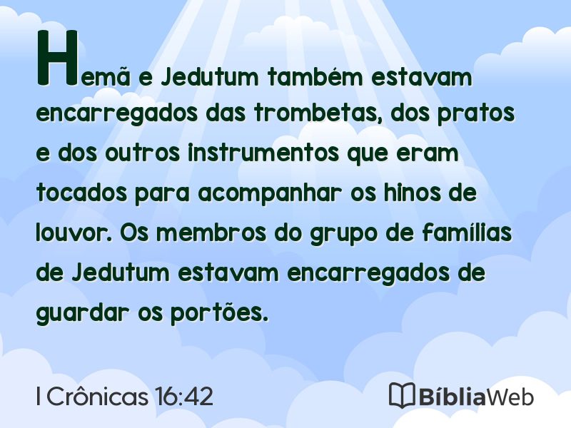 I Crônicas 16:42 em imagem para compartilhar