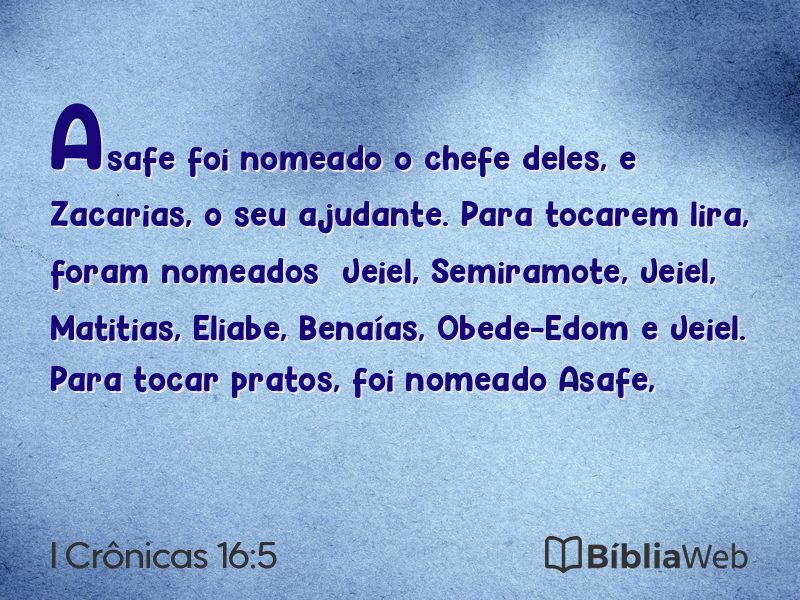I Crônicas 16:5 em imagem para compartilhar