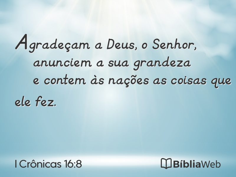 I Crônicas 16:8 em imagem para compartilhar