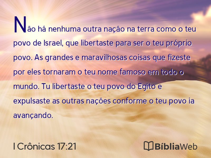 I Crônicas 17:21 em imagem para compartilhar
