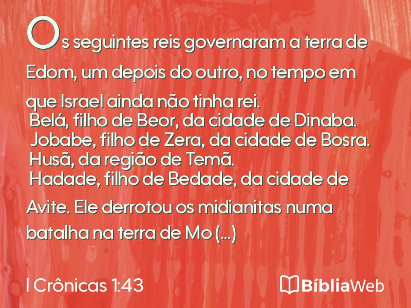 I Crônicas 1:43 em imagem para compartilhar