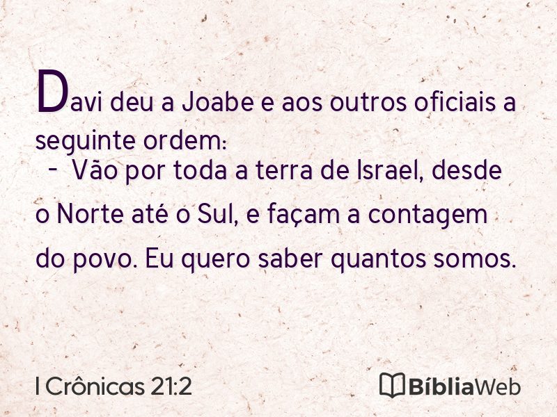 I Crônicas 21:2 em imagem para compartilhar