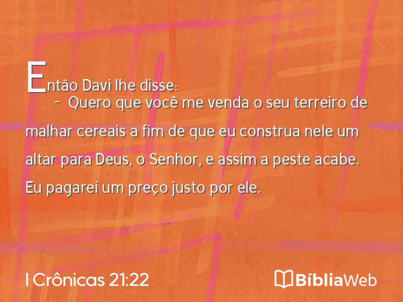 I Crônicas 21:22 em imagem para compartilhar