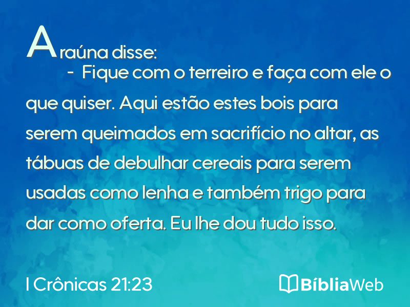 I Crônicas 21:23 em imagem para compartilhar