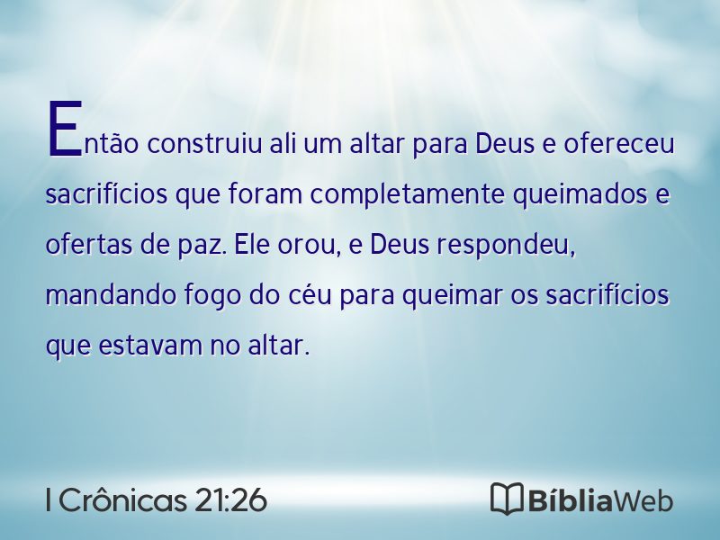 I Crônicas 21:26 em imagem para compartilhar