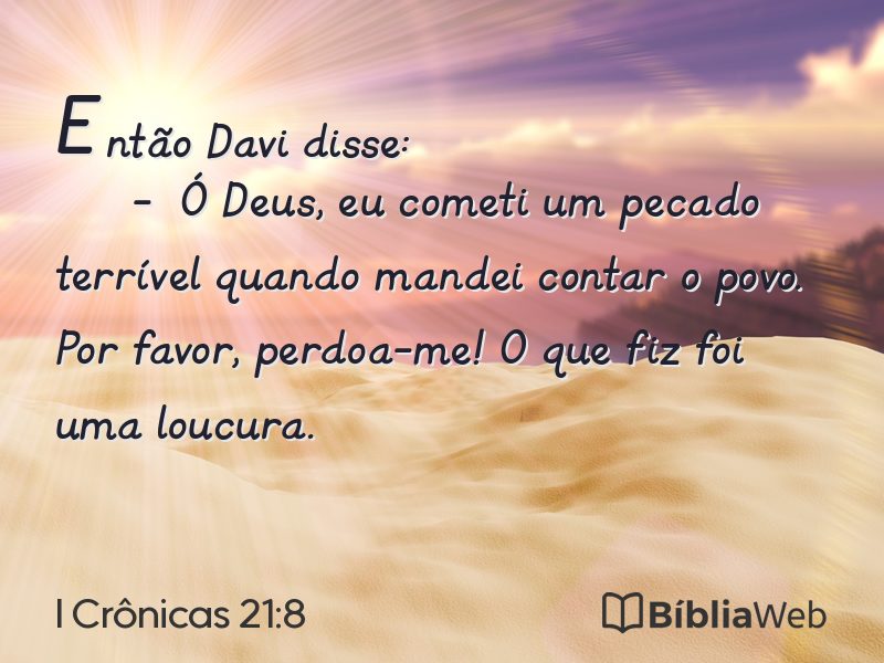 I Crônicas 21:8 em imagem para compartilhar