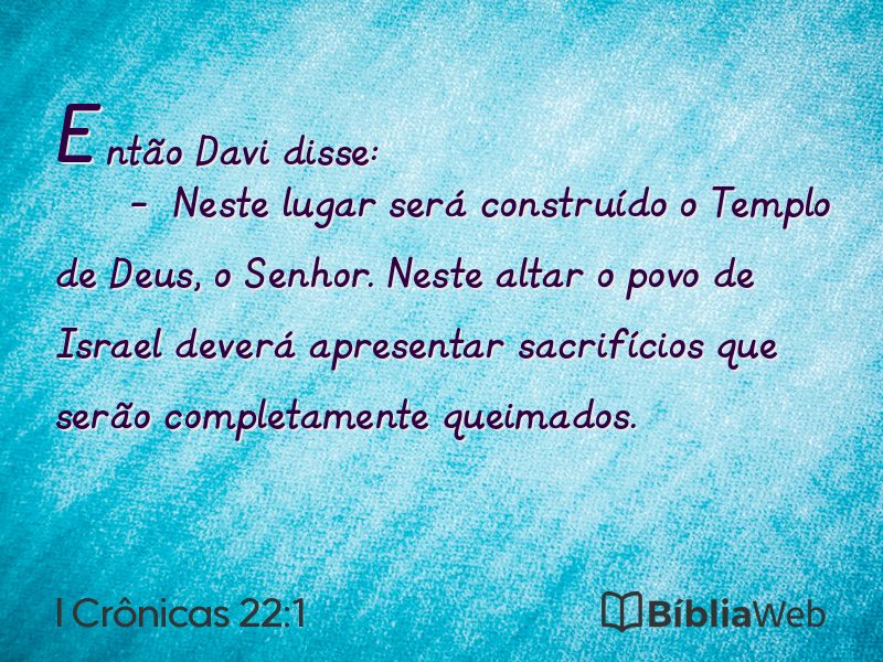 I Crônicas 22:1 em imagem para compartilhar