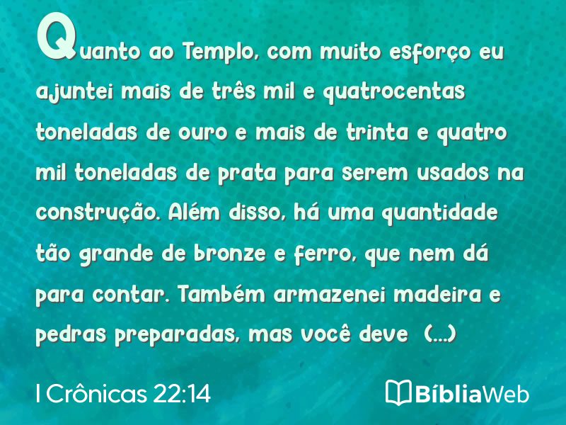 I Crônicas 22:14 em imagem para compartilhar