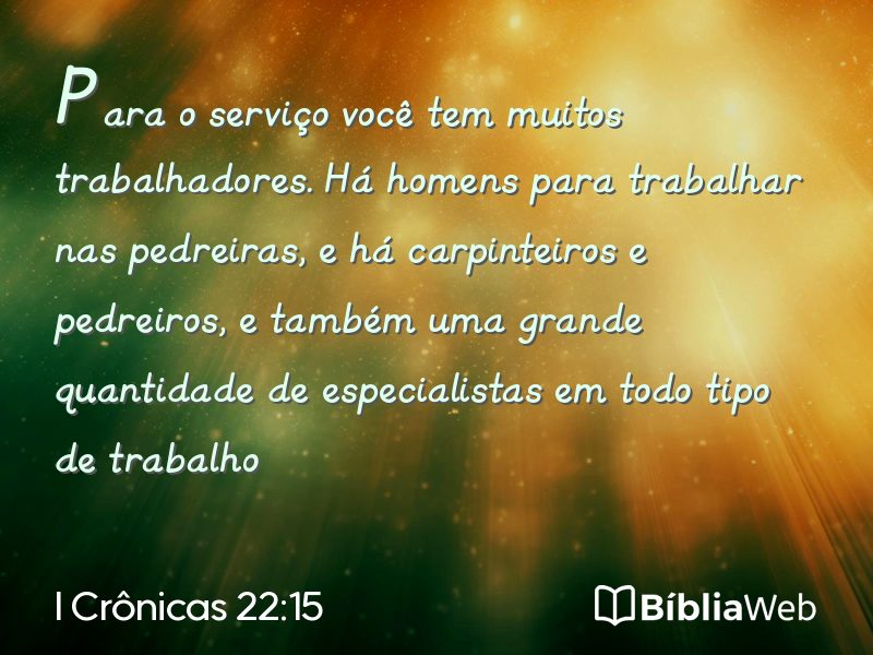 I Crônicas 22:15 em imagem para compartilhar