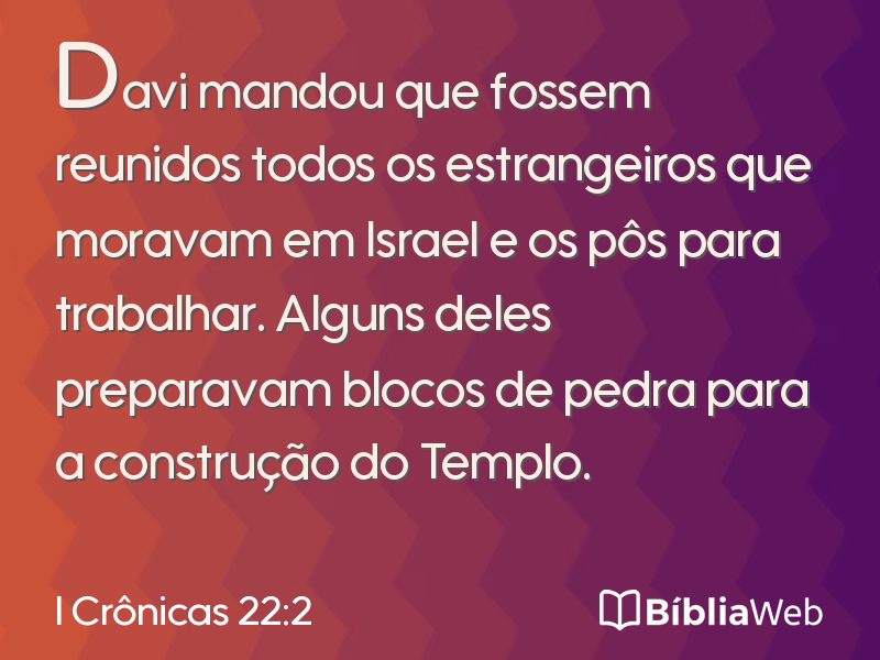 I Crônicas 22:2 em imagem para compartilhar