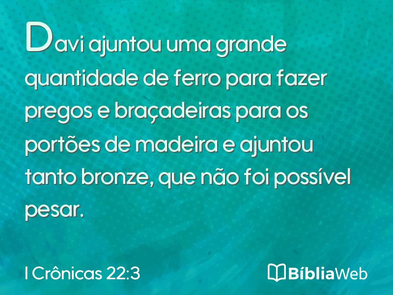 I Crônicas 22:3 em imagem para compartilhar