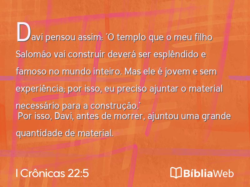 I Crônicas 22:5 em imagem para compartilhar