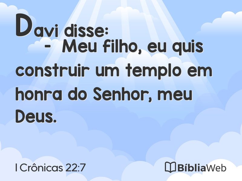 I Crônicas 22:7 em imagem para compartilhar