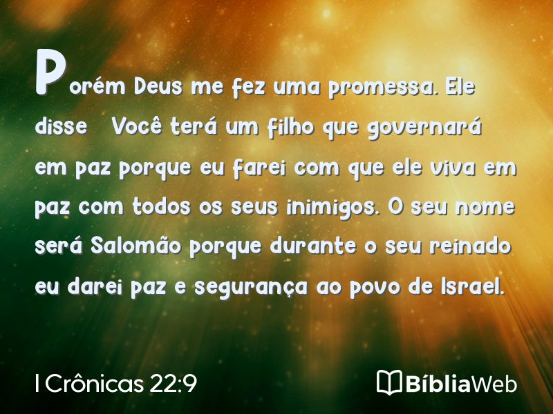 I Crônicas 22:9 em imagem para compartilhar