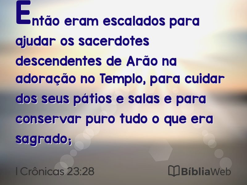 I Crônicas 23:28 em imagem para compartilhar