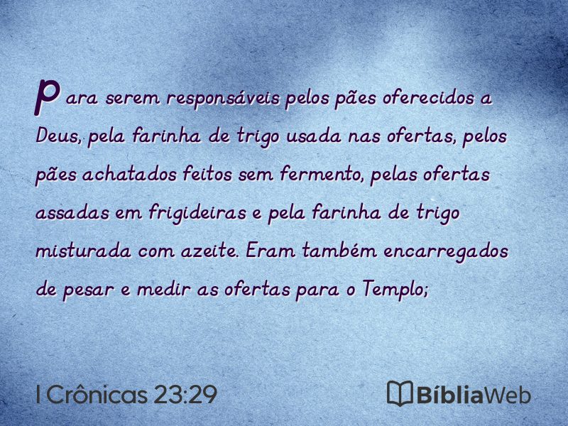 I Crônicas 23:29 em imagem para compartilhar