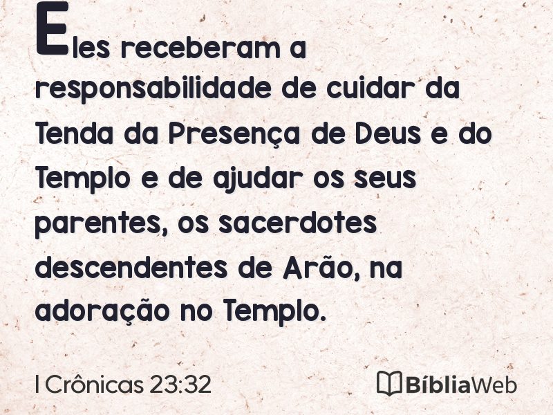 I Crônicas 23:32 em imagem para compartilhar