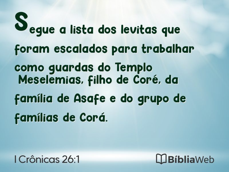 I Crônicas 26:1 em imagem para compartilhar