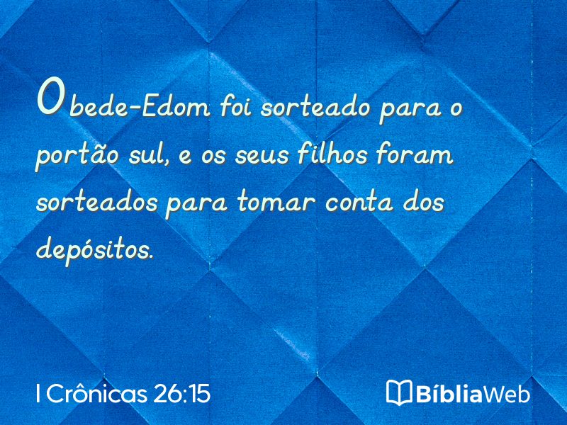 I Crônicas 26:15 em imagem para compartilhar