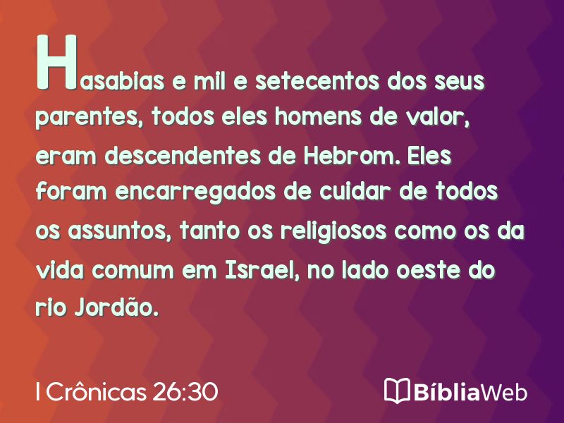 I Crônicas 26:30 em imagem para compartilhar