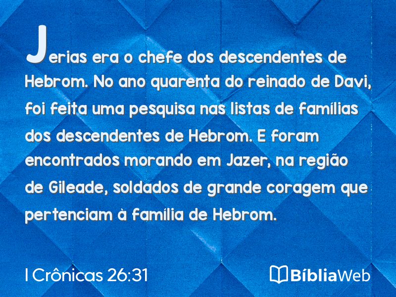 I Crônicas 26:31 em imagem para compartilhar