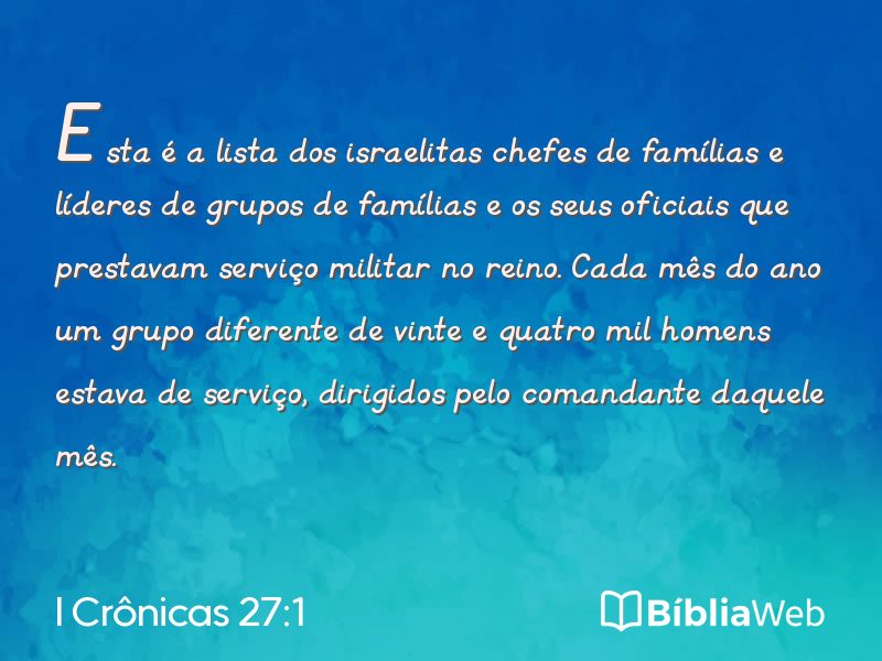 I Crônicas 27:1 em imagem para compartilhar
