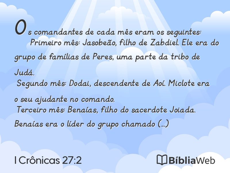 I Crônicas 27:2 em imagem para compartilhar