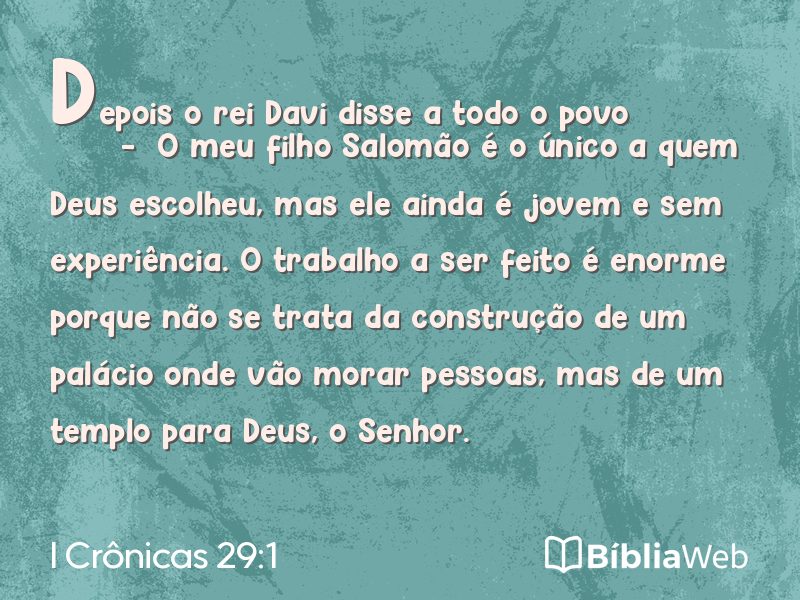 I Crônicas 29:1 em imagem para compartilhar