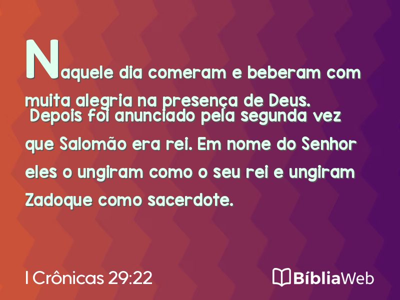I Crônicas 29:22 em imagem para compartilhar